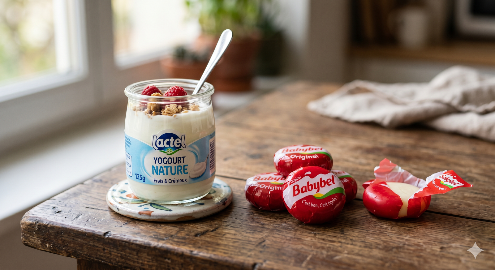 Yaourt nature et fromage Babybel — produits laitiers Ti Goûter